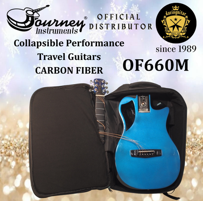 Journey Instruments Travel Acoustic Guitar Carbon Fiber Collapsible Neck OF660BP Gloss Purple Blue