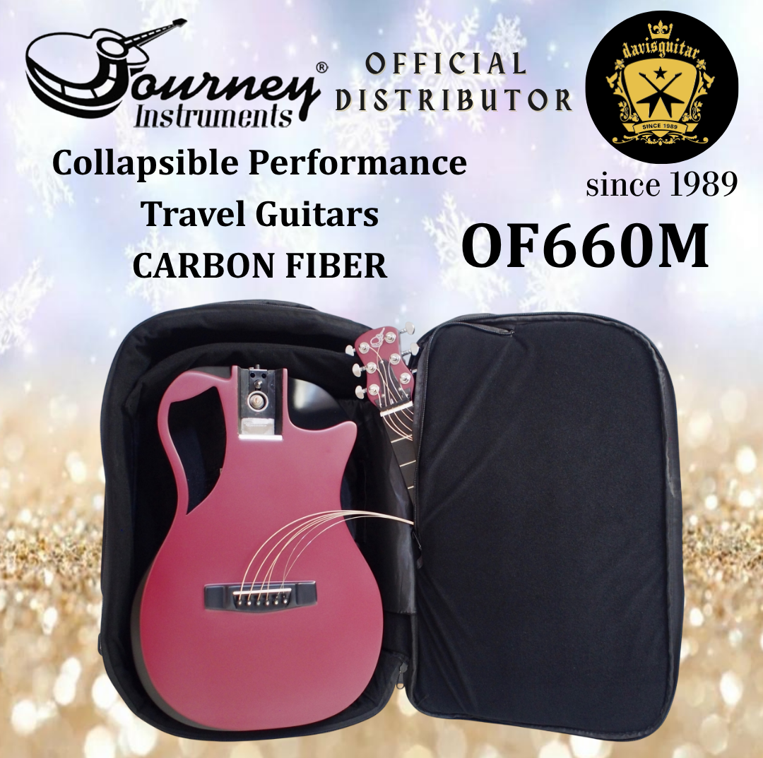 Journey Instruments Travel Acoustic Guitar Carbon Fiber Collapsible Neck OF660M Matte Burgundy (Preorder)