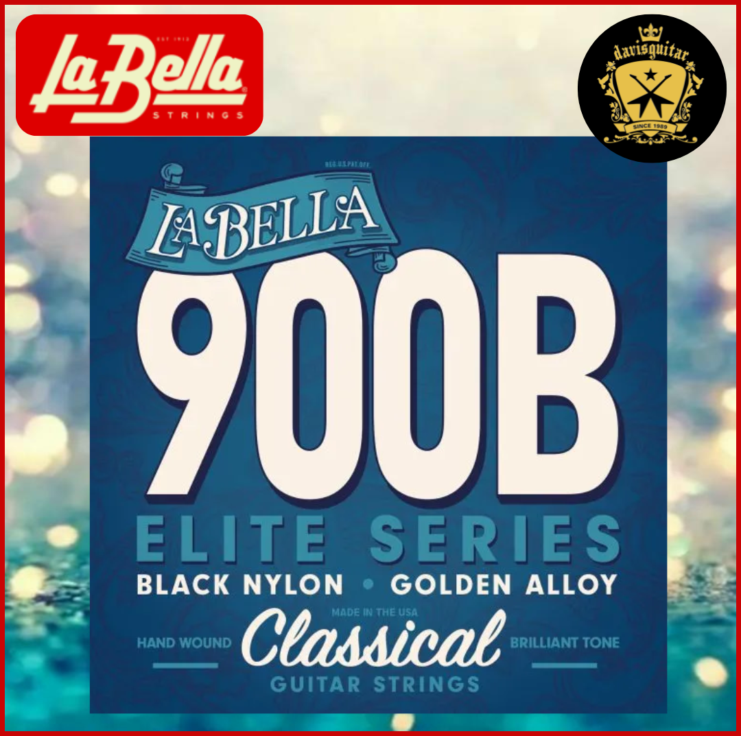 La Bella 900BB Elite Black Nylon Polished Golden Alloy Classical Guitar String