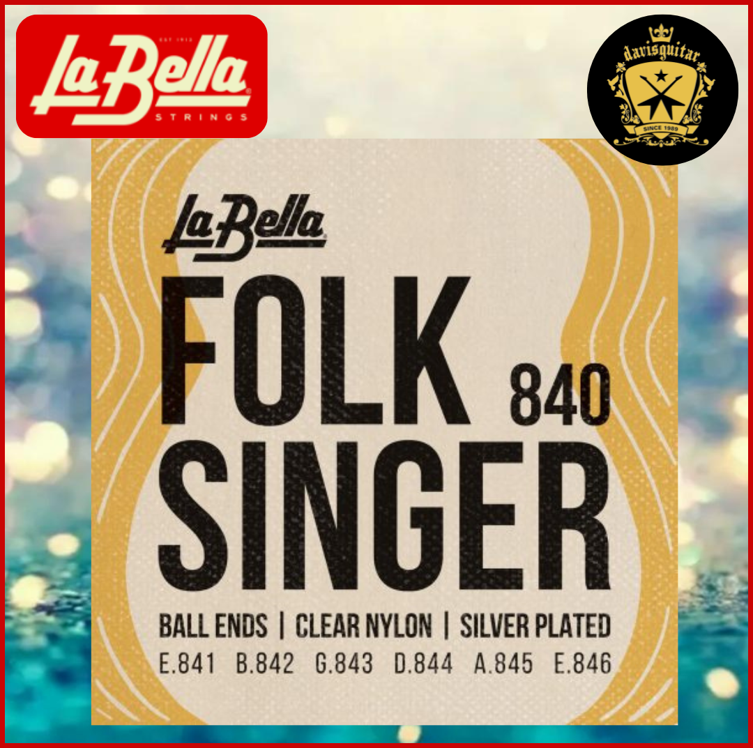 La Bella Folk Singer 840 Ball Ends Clear Nylon Silver Plated Classical Guitar String