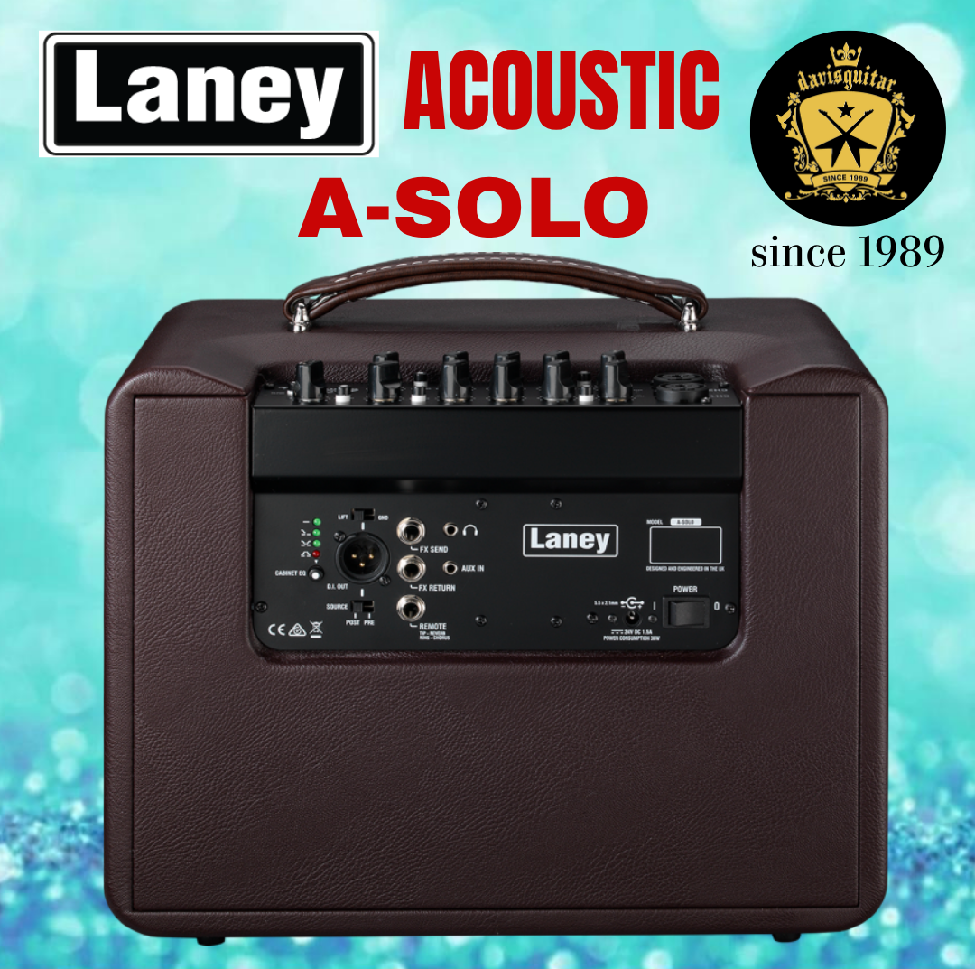 Laney Acoustic Amp A-Solo Dual Channel 3 Band EQ Chorus Reverb Anti Feedback 60 watts