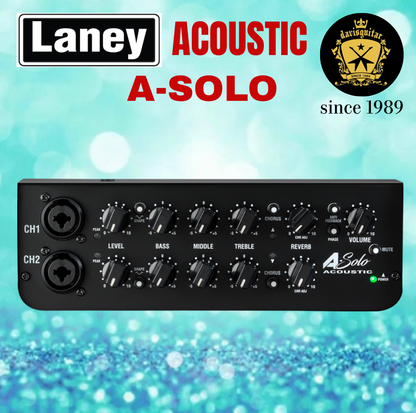Laney Acoustic Amp A-Solo Dual Channel 3 Band EQ Chorus Reverb Anti Feedback 60 watts