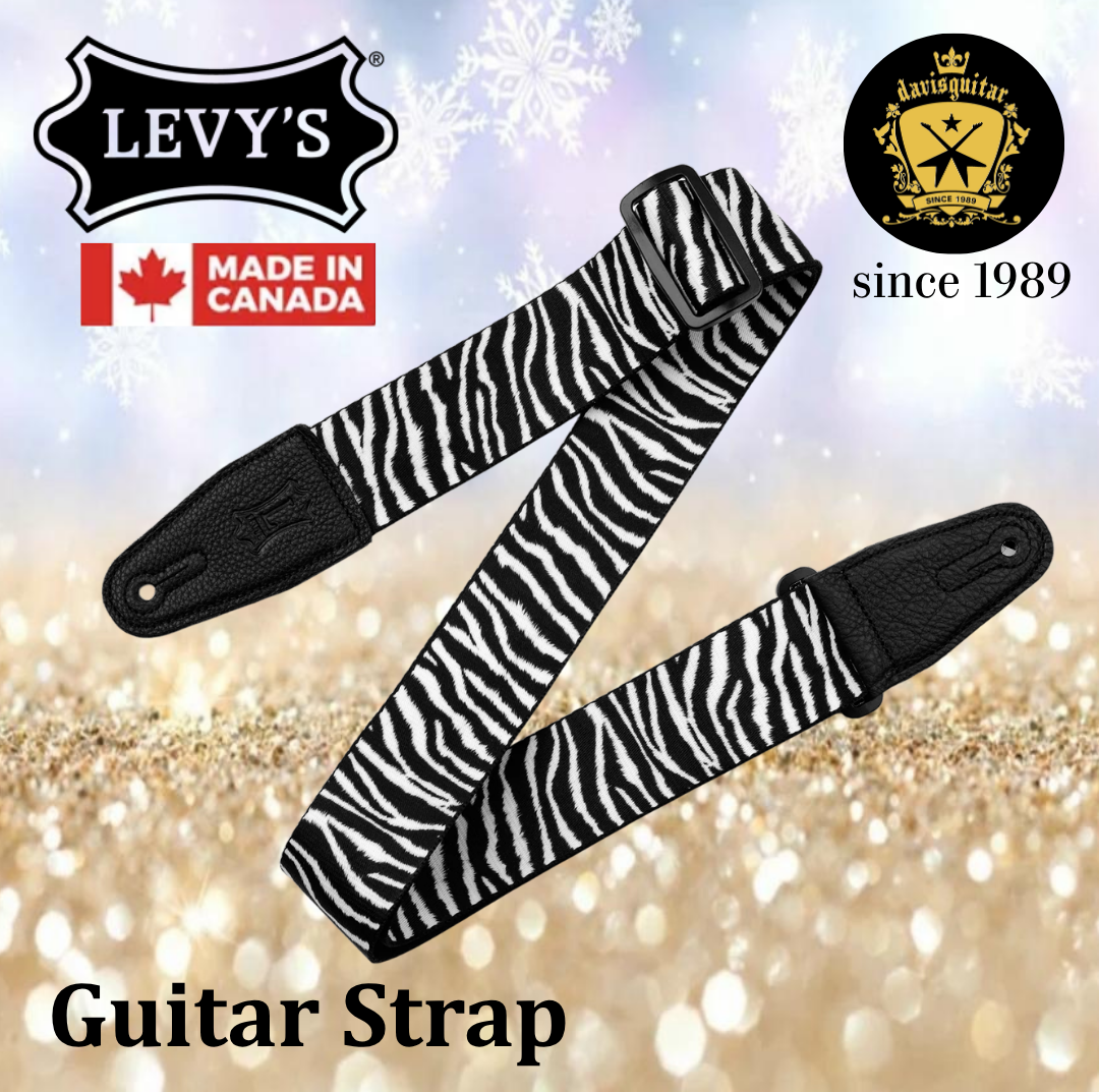 Levy's Leather MP2AP-ZEB Untamed Animal Print Series Guitar Strap Zebra Stripe Print