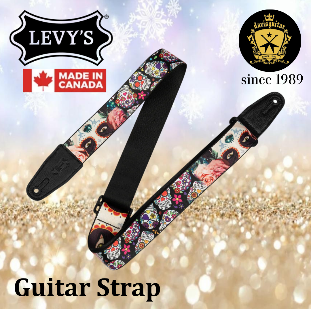 Levy's Leather MP2CAL-002 Calaca Series Guitar Strap Sugar Skull Design