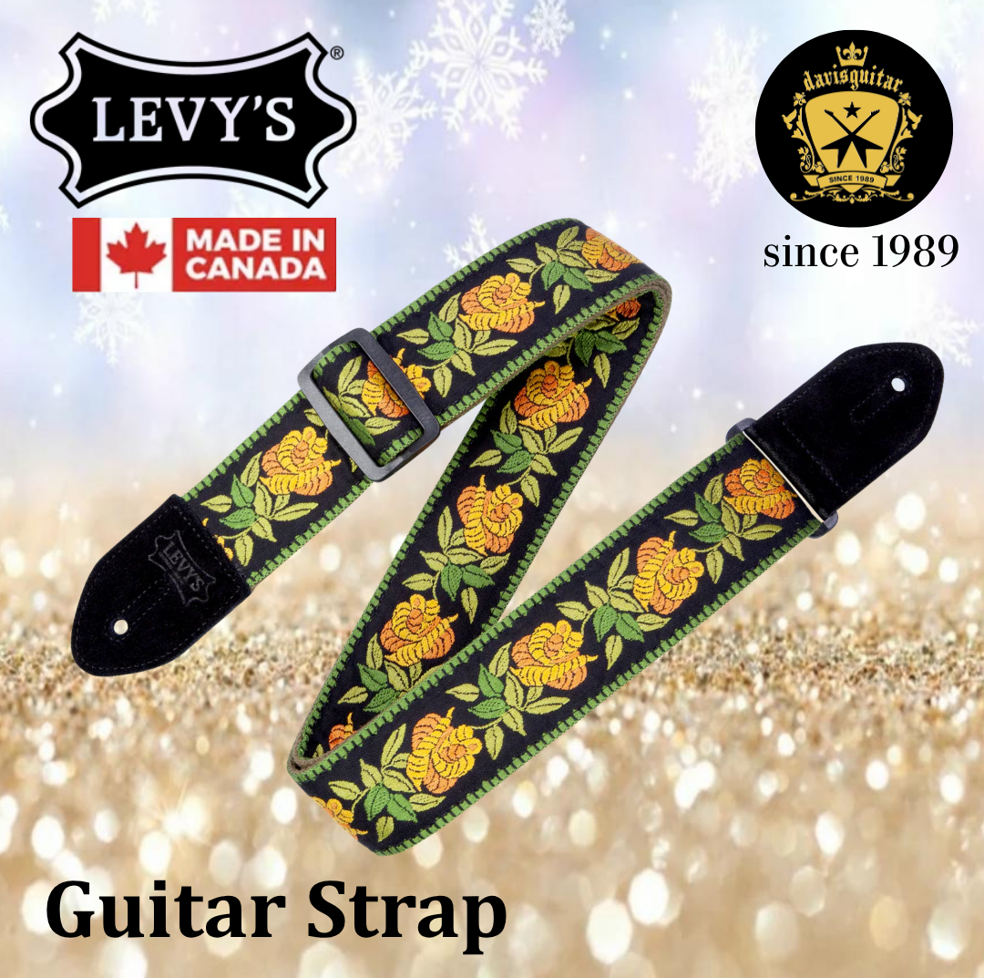 Levy’s Leathers MC8JQ-004 Cotton Floral Series Yellow Guitar Strap