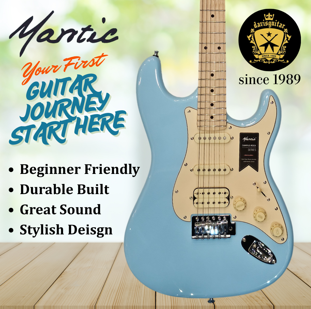 Mantic Beginner Electric Guitar Baby Blue Strat Style S/S/H pickup MST-100H with bag