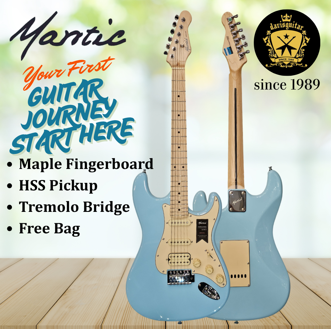 Mantic Beginner Electric Guitar Baby Blue Strat Style S/S/H pickup MST-100H with bag