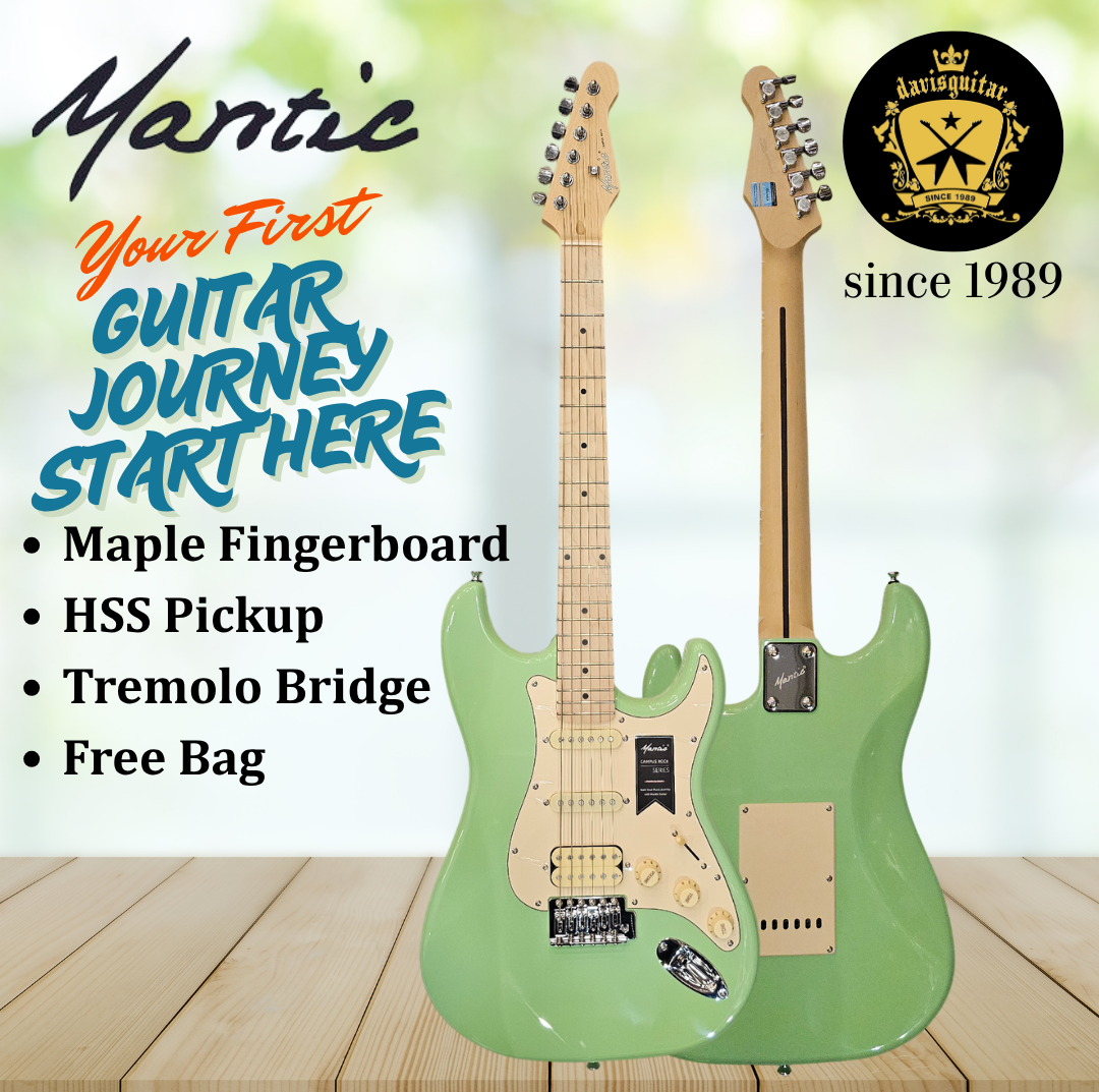 Mantic Beginner Electric Guitar Vibrant Green Strat Style S/S/H pickup with Bag