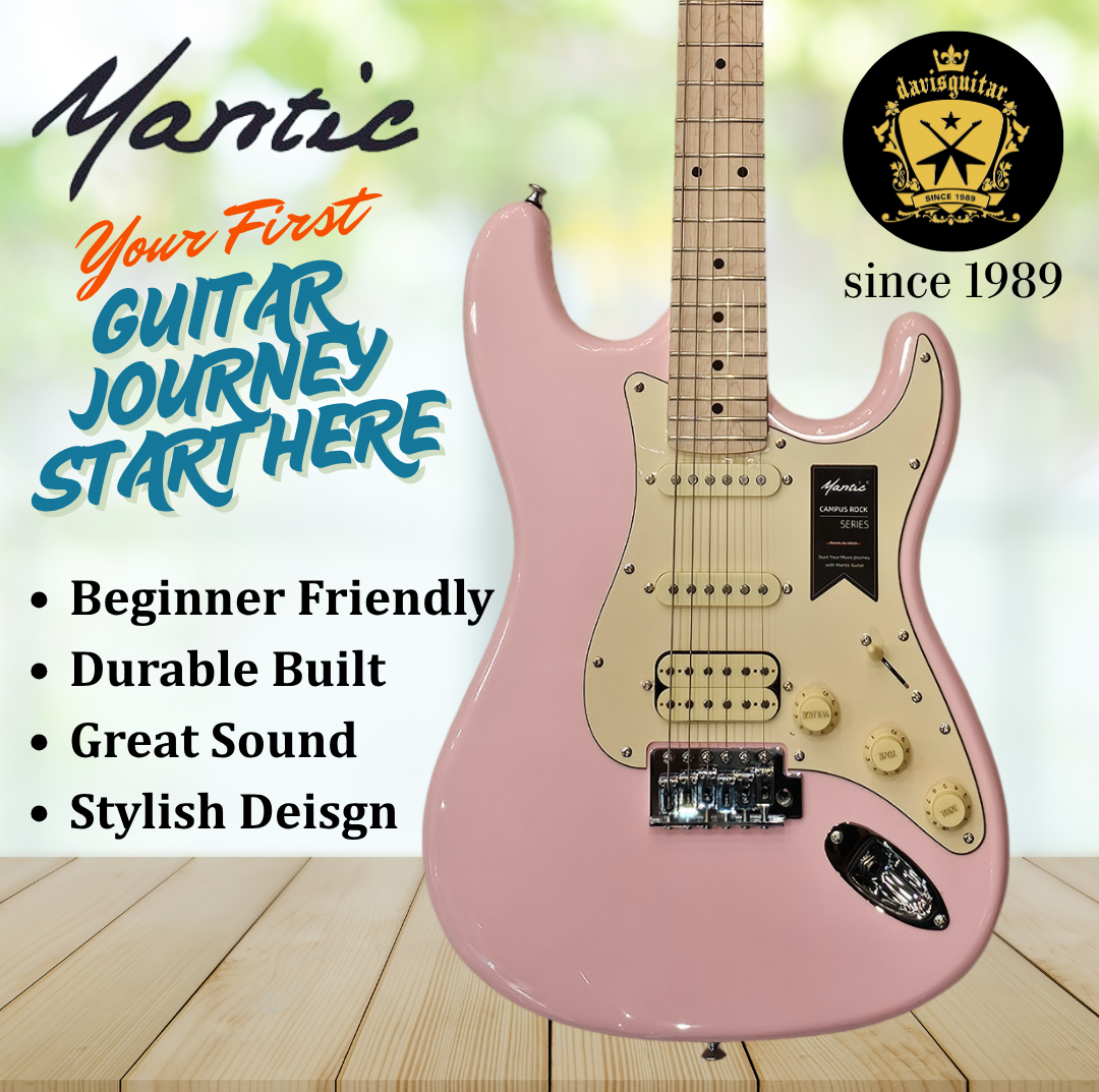 Mantic Beginner Electric Guitar Pastel Pink Strat Style S/S/H pickup MST-100H with Bag
