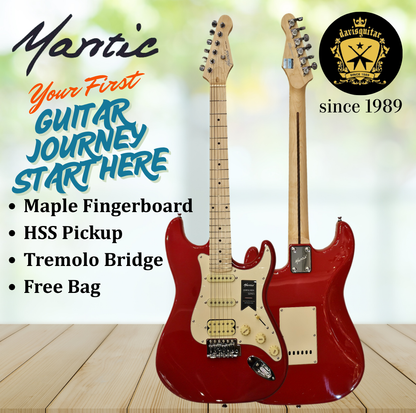 Mantic Beginner Electric Guitar Red Strat Style S/S/H pickup MST-100H with Bag