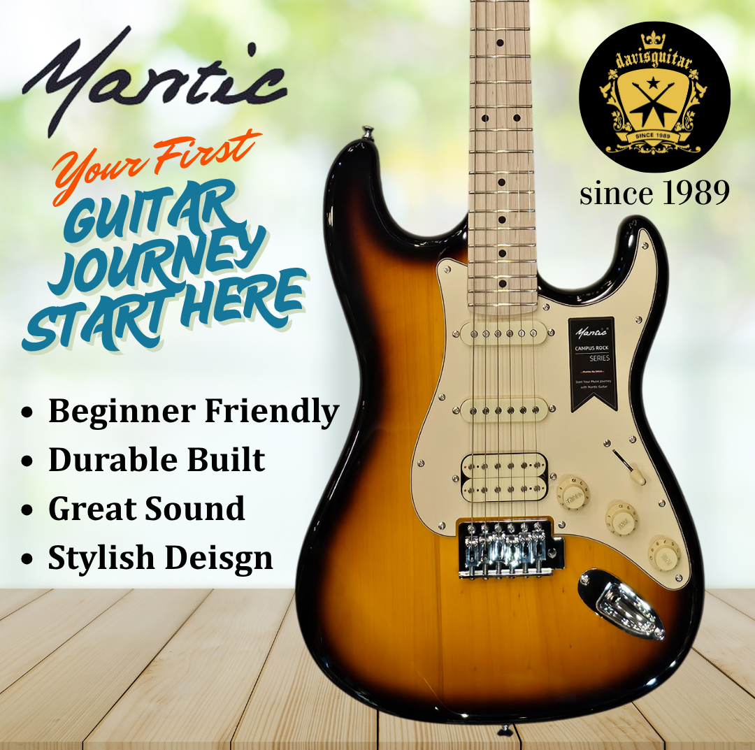 Mantic Beginner Electric Guitar Sunburst Strat Style S/S/H pickup MST-100H with Bag