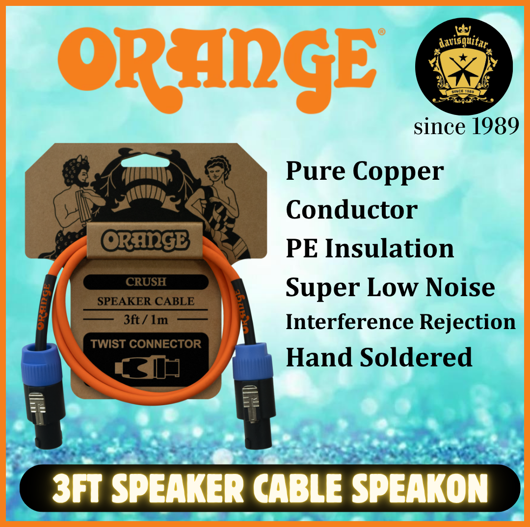 Orange 3ft Speaker Twist Connector Cable Amp to Cab Connection