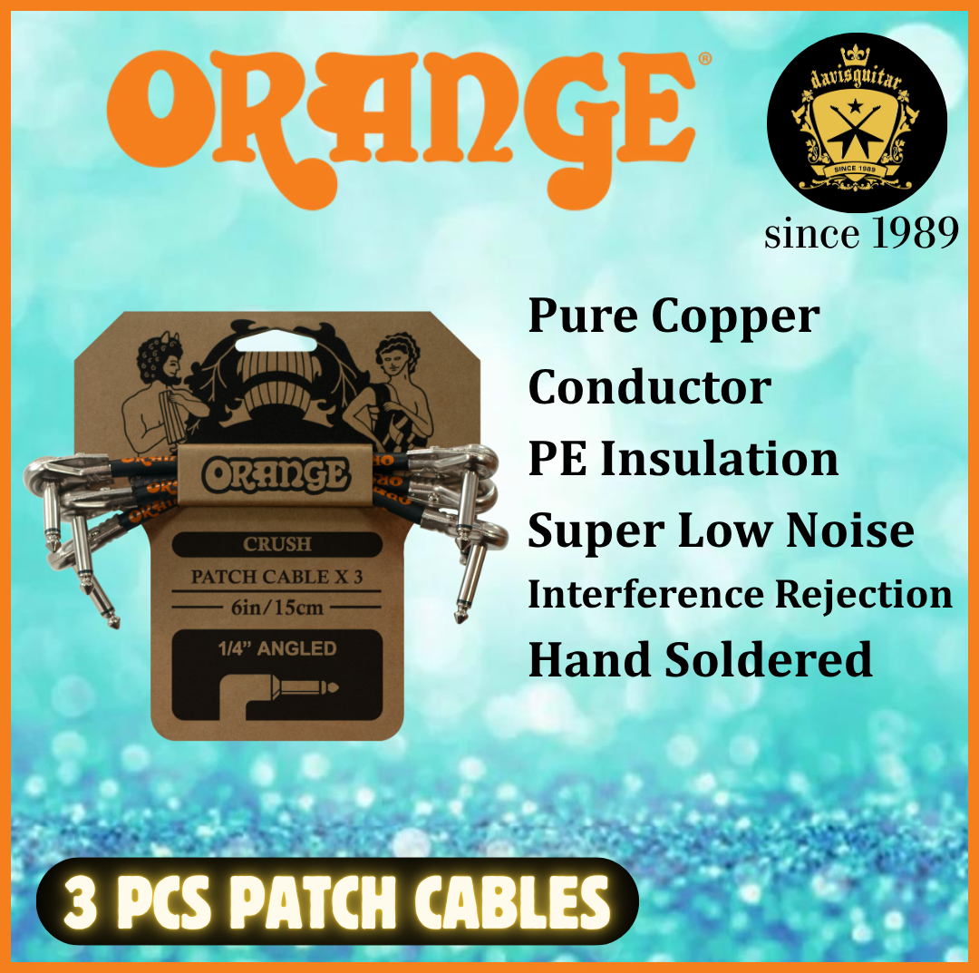 Orange Amp Patch Cables 6 Inch, 3-Pack Pure Copper Hand Soldered