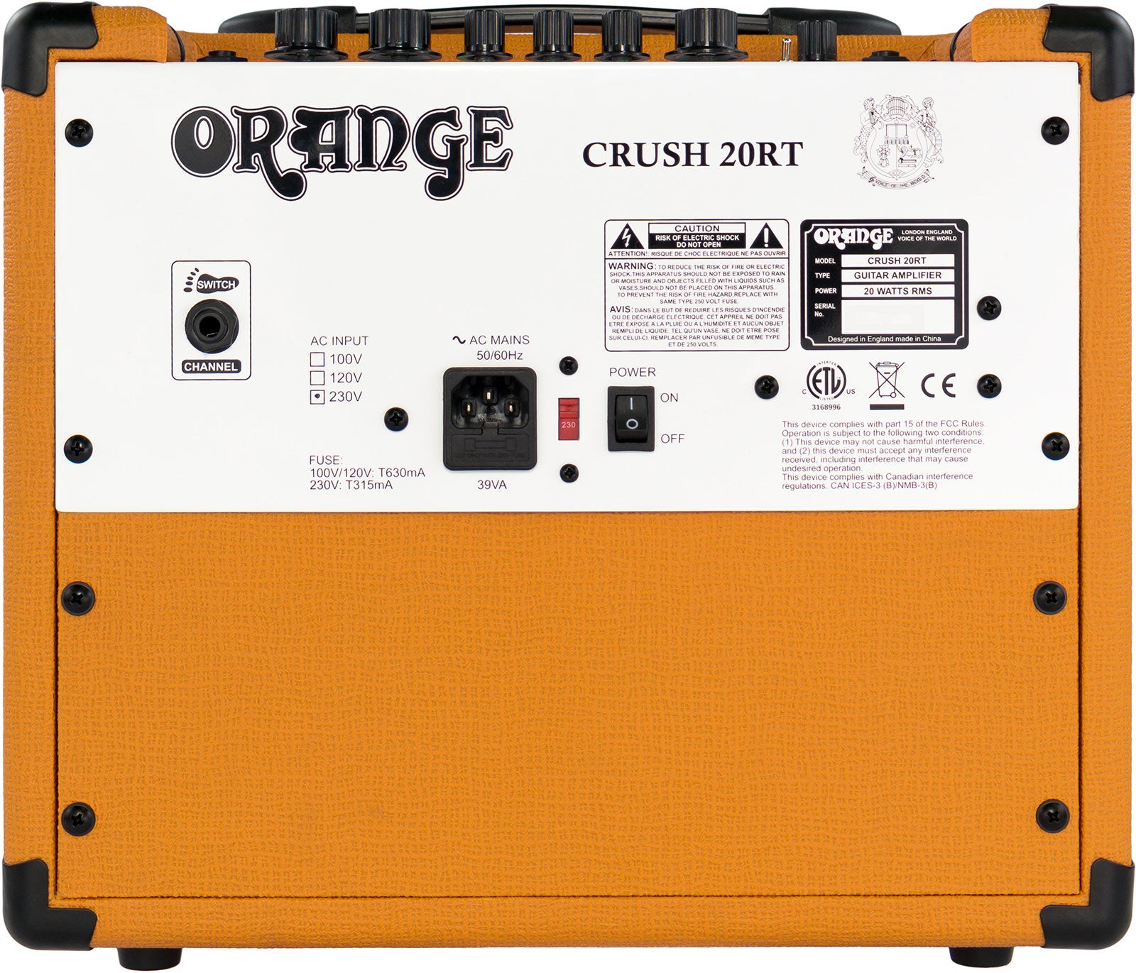 Orange Amp Crush 20 RT Reverb and Tuner Combo for Electric Guitar 20 watts Headphone Output