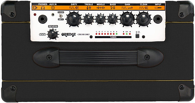 Orange Amp Crush 20 RT Reverb and Tuner Combo for Electric Guitar 20 watts Headphone Output Black