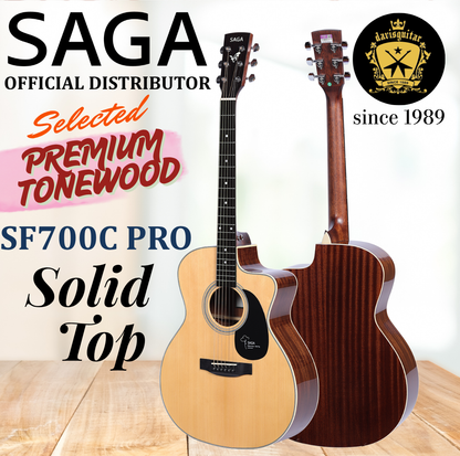 Saga Acoustic Guitar SF700C Pro Torrefied Solid Spruce Top