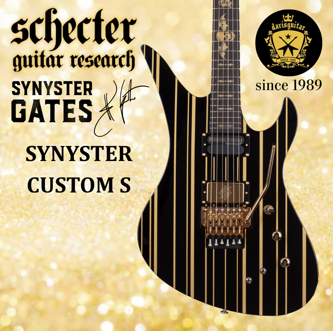 Schecter Synyster Custom-S Sustainiac Avenged Sevenfold Black Gold Pinstripes Electric Guitar