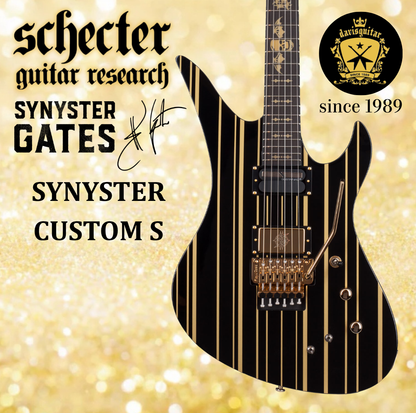 Schecter Synyster Custom-S Sustainiac Avenged Sevenfold Black Gold Pinstripes Electric Guitar