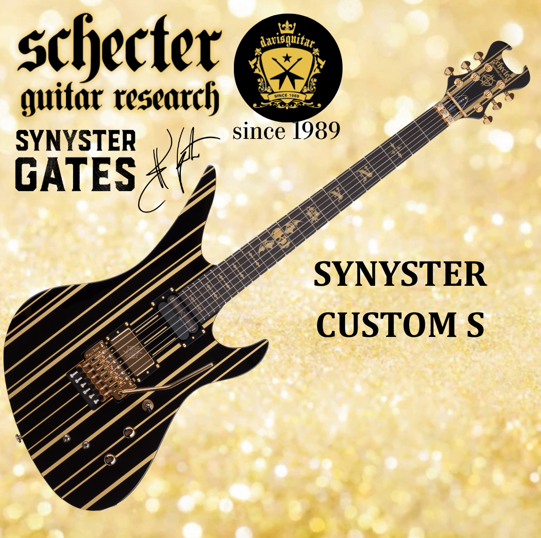 Schecter Synyster Custom-S Sustainiac Avenged Sevenfold Black Gold Pinstripes Electric Guitar