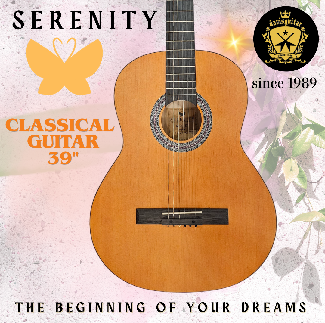 Serenity Beginner Classical Guitar Full Size 39 Inches Natural Satin Finish with Bag