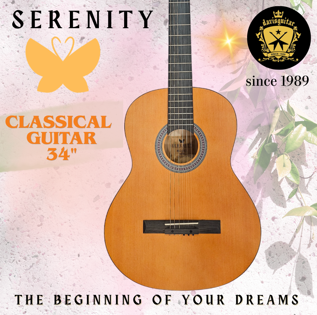 Serenity Beginner Classical Guitar Half Size 34 Inches Natural Satin Finish with Bag