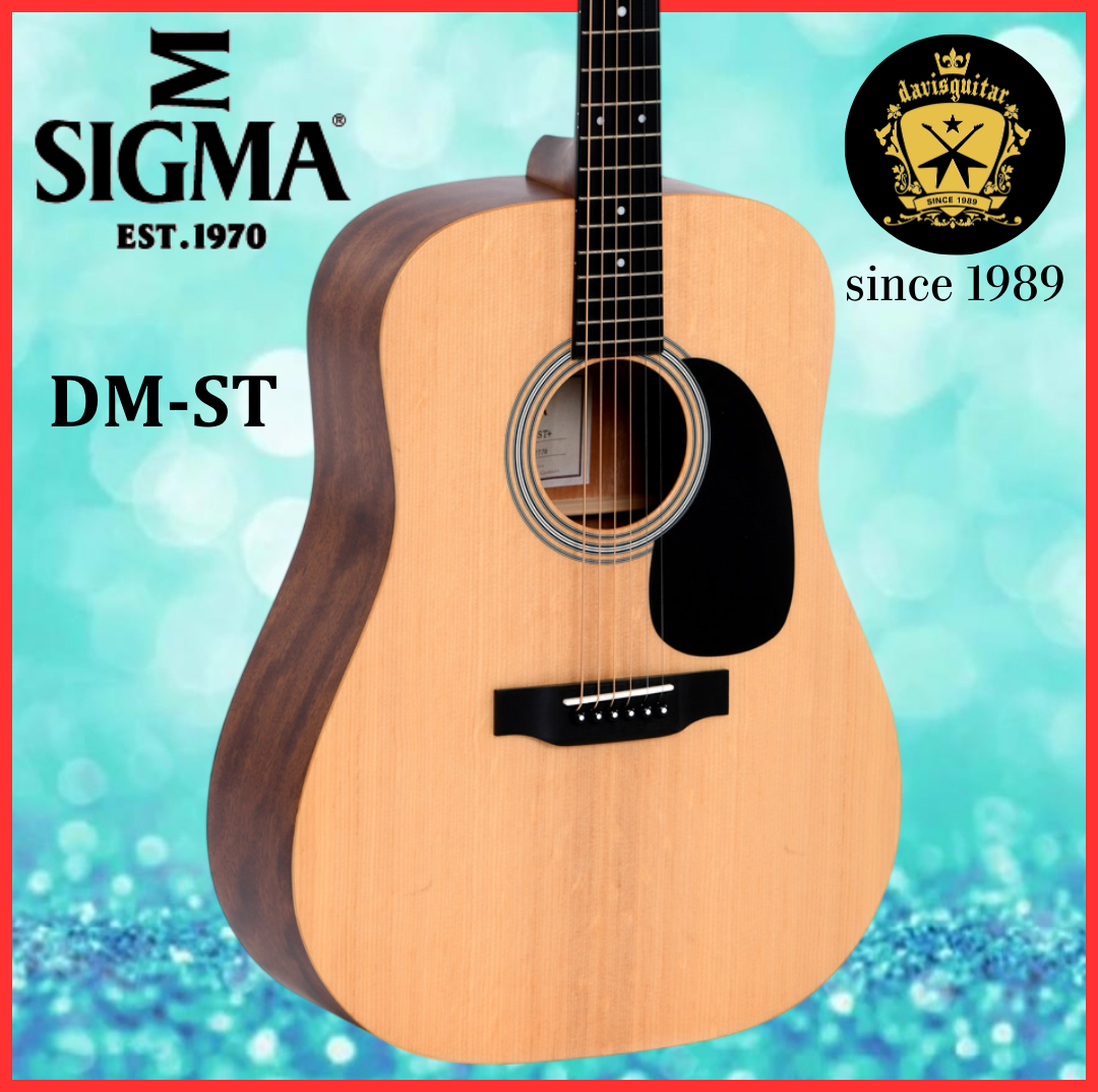 Sigma Acoustic Guitar DM-ST Natural Satin Solid Sitka Spruce Top Mahogany Side and Back