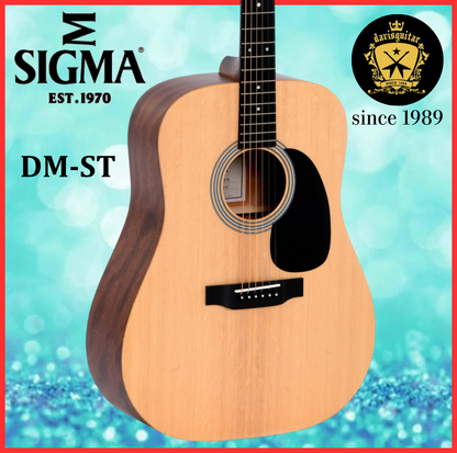 Sigma Acoustic Guitar DM-ST Natural Satin Solid Sitka Spruce Top Mahogany Side and Back