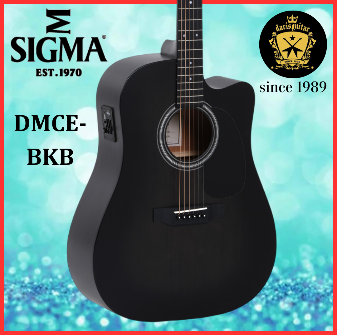 Sigma Electric Acoustic Guitar DMCE-BKB Solid Sitka Spruce top Mahogany Side & Back Satin Black