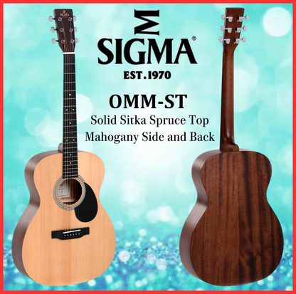 Sigma Acoustic Guitar OMM-ST Natural Satin Solid Sitka Spruce Top Mahogany Side and Back