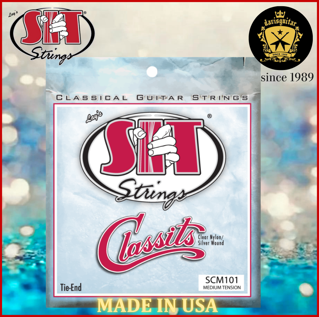 SIT Classical Guitar Strings Folk Classic Tie End Medium Tension Clear and Silver SCH101