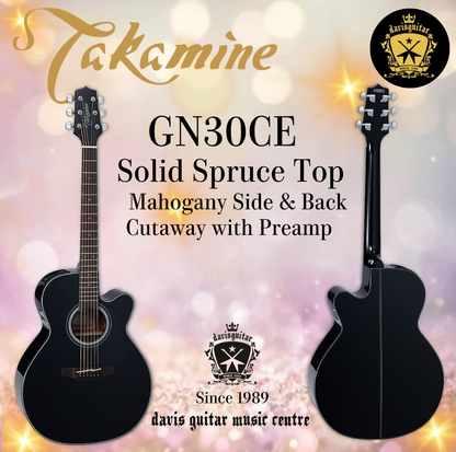 Takamine GN30CE Black Gloss Acoustic Electric Guitar Solid Spruce Top