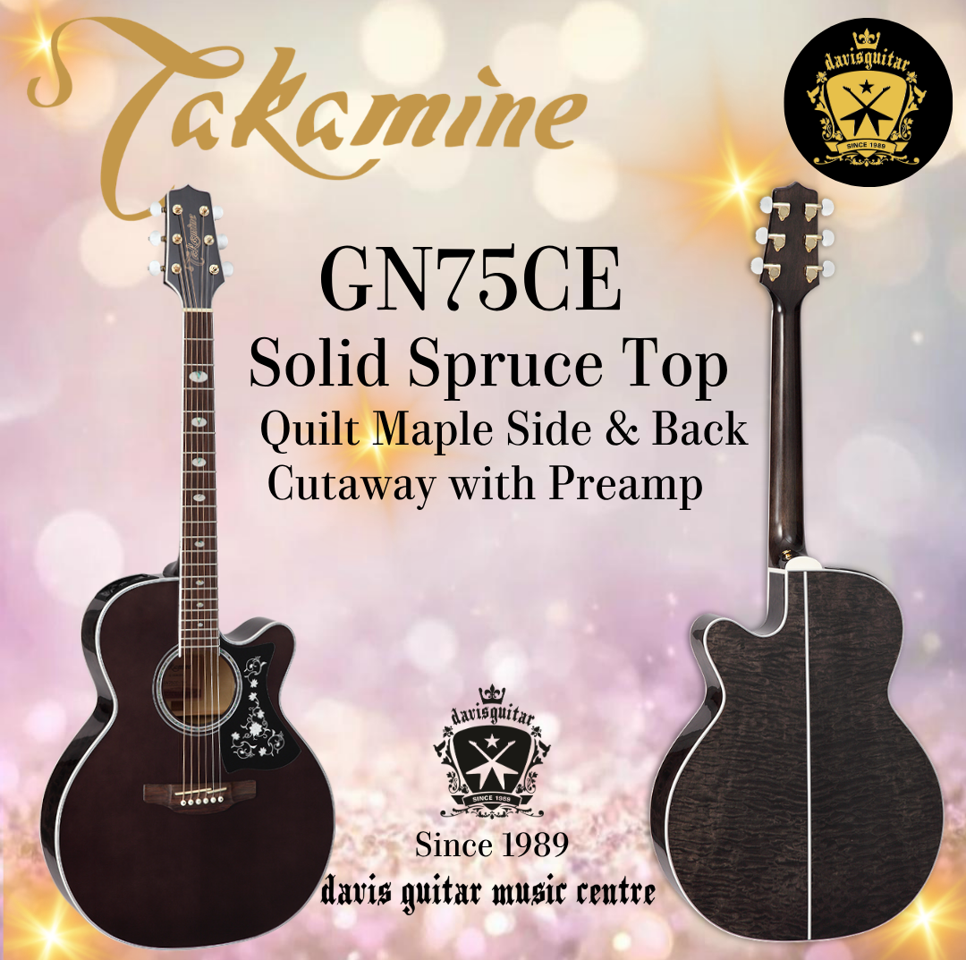 Takamine GN75CE Black Gloss Acoustic Electric Guitar Solid Spruce Top