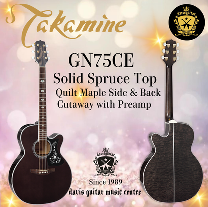 Takamine GN75CE Black Gloss Acoustic Electric Guitar Solid Spruce Top