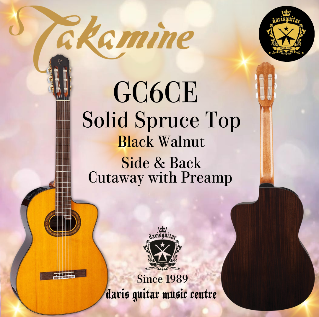 Takamine GC6-CE Natural Electric Classical Guitar Solid Spruce Top Black Walnut Side and Back