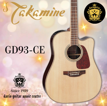 Takamine GD93CE Acoustic Electric Guitar Solid Spruce Top Black Walnut and Quilt Maple Side and Back