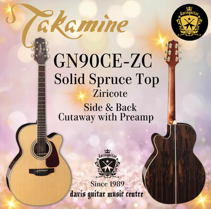 Takamine GN90CE-ZC NAT Solid Spruce Top Ziricote Side Cutaway Electric Acoustic Guitar