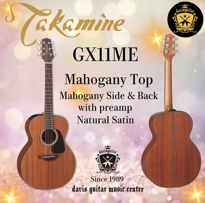 Takamine GX11ME 3/4 Acoustic Electric Guitar Mahogany Top Mahogany Side and Back