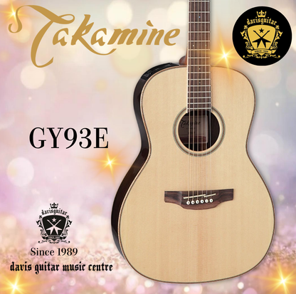 Takamine GY93E Acoustic Electric Guitar Solid Spruce Top Black Walnut and Quilt Maple Side and Back