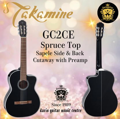 Takamine Classical Electric Guitar GC2-CE Black Spruce Top Sapele Side and Back