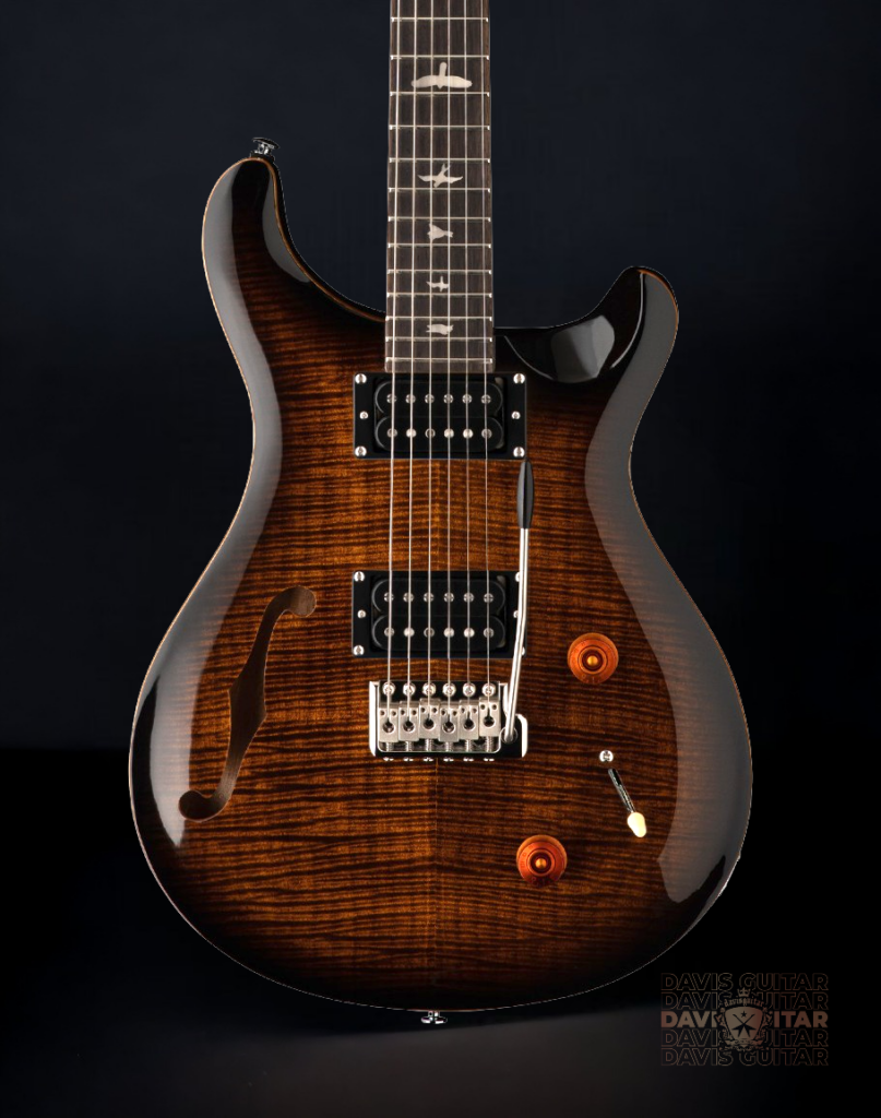 PRS SE Custom 22 Semi-Hollow - Black Gold Burst - Davis Guitar